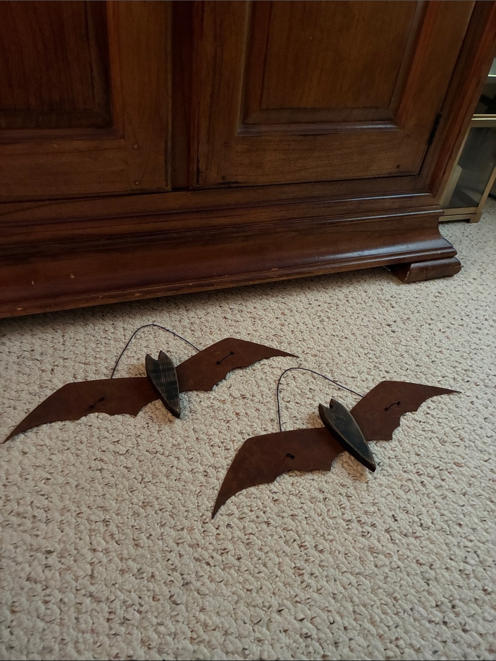 Rustic Brown Metal Bat Wall Decor - Set of 2